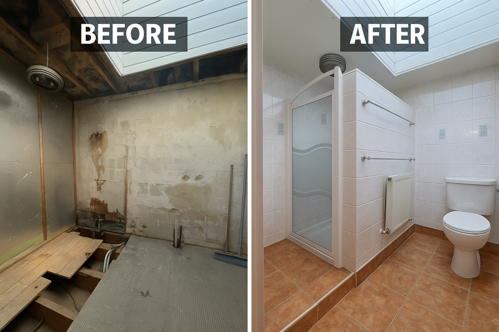 Bathroom fitting before after job