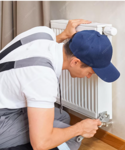 Radiator replacement-repairs-heating engineers work in progress