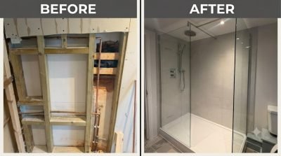 Shower fitting- before & after images