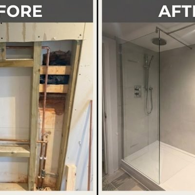 Shower fitting- before & after images